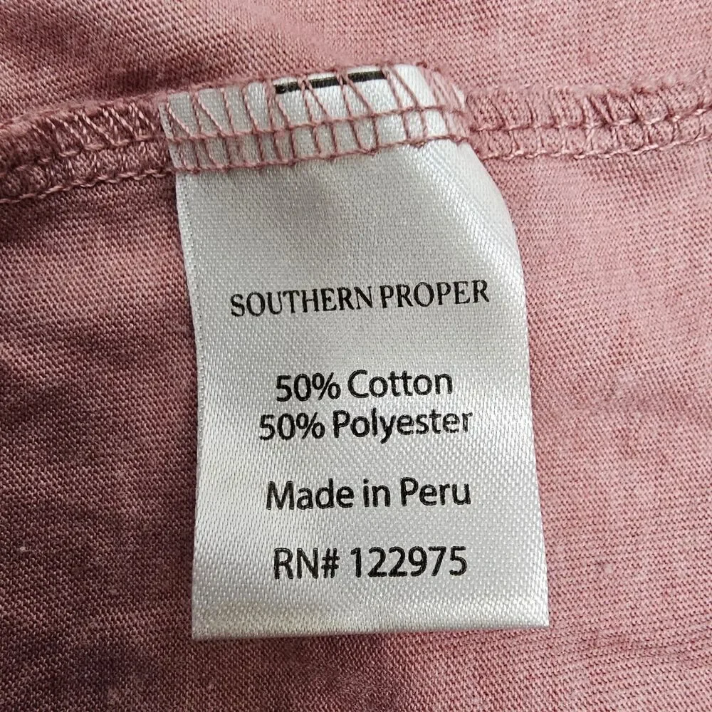 Southern Proper Hooded Long Sleeve Tee XXL Muscadine Pink Peach Pocket Logo 50/5